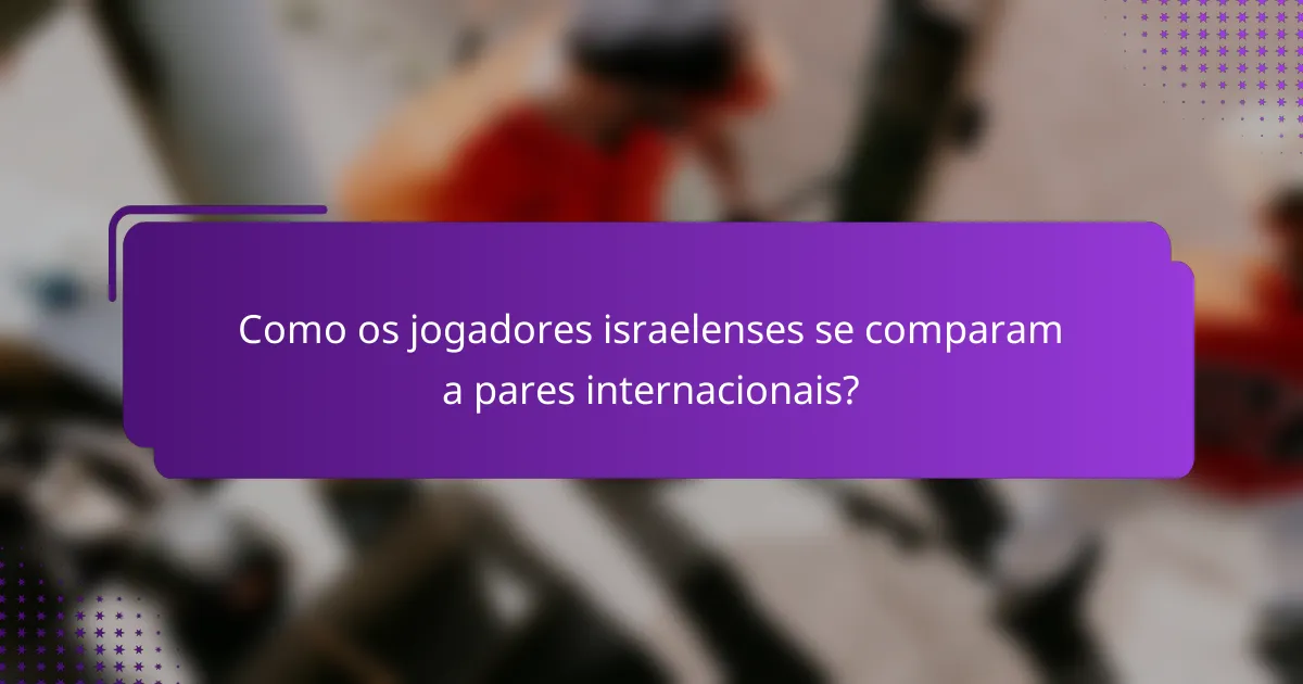 Como os jogadores israelenses se comparam a pares internacionais?